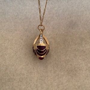 VINTAGE Faberge-like Goldtone Russian Style Egg Pendant